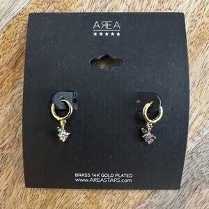 Area Brass 14K Gold Plated Grape Earrings, NWT